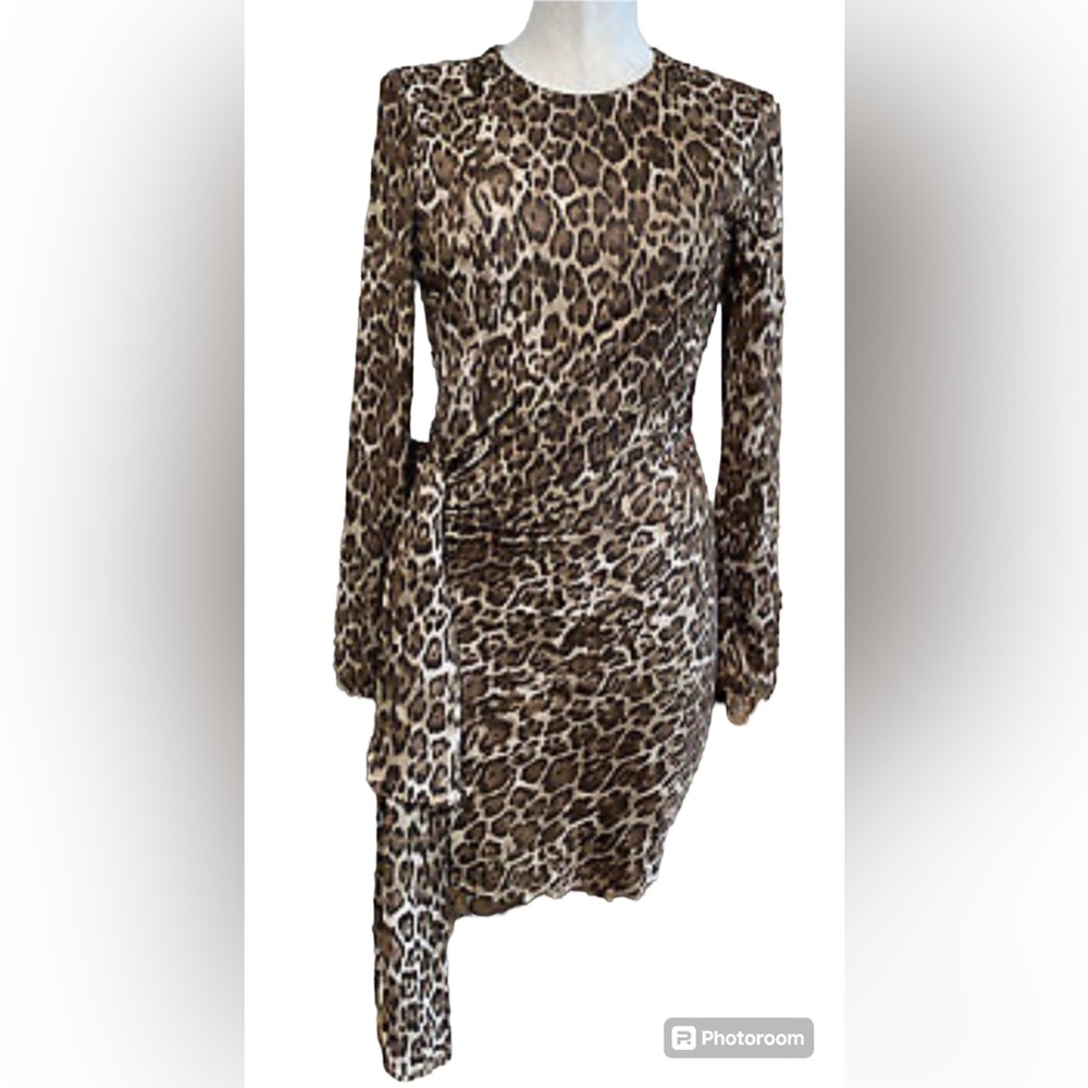 Wayf Brown leopard Sheath Dress